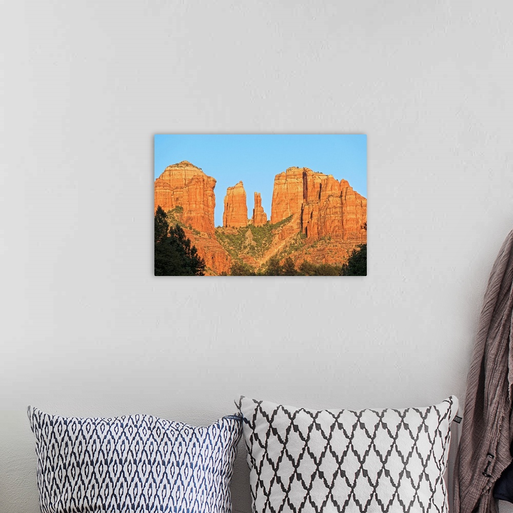 A bohemian room featuring Landscape phonograph of the well known Cathedral Rock in Sedona, AZ.