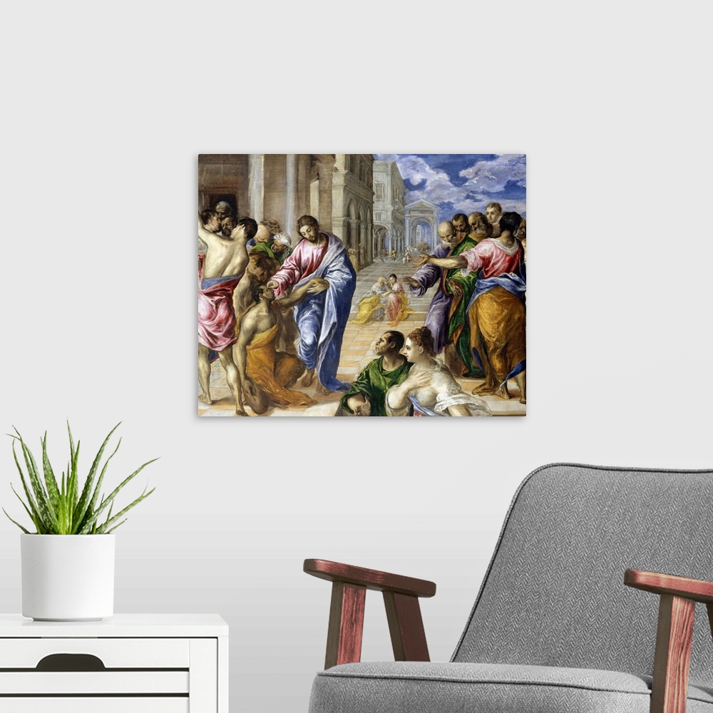 A modern room featuring El Greco painted this masterpiece of dramatic storytelling either in Venice or in Rome, where he ...