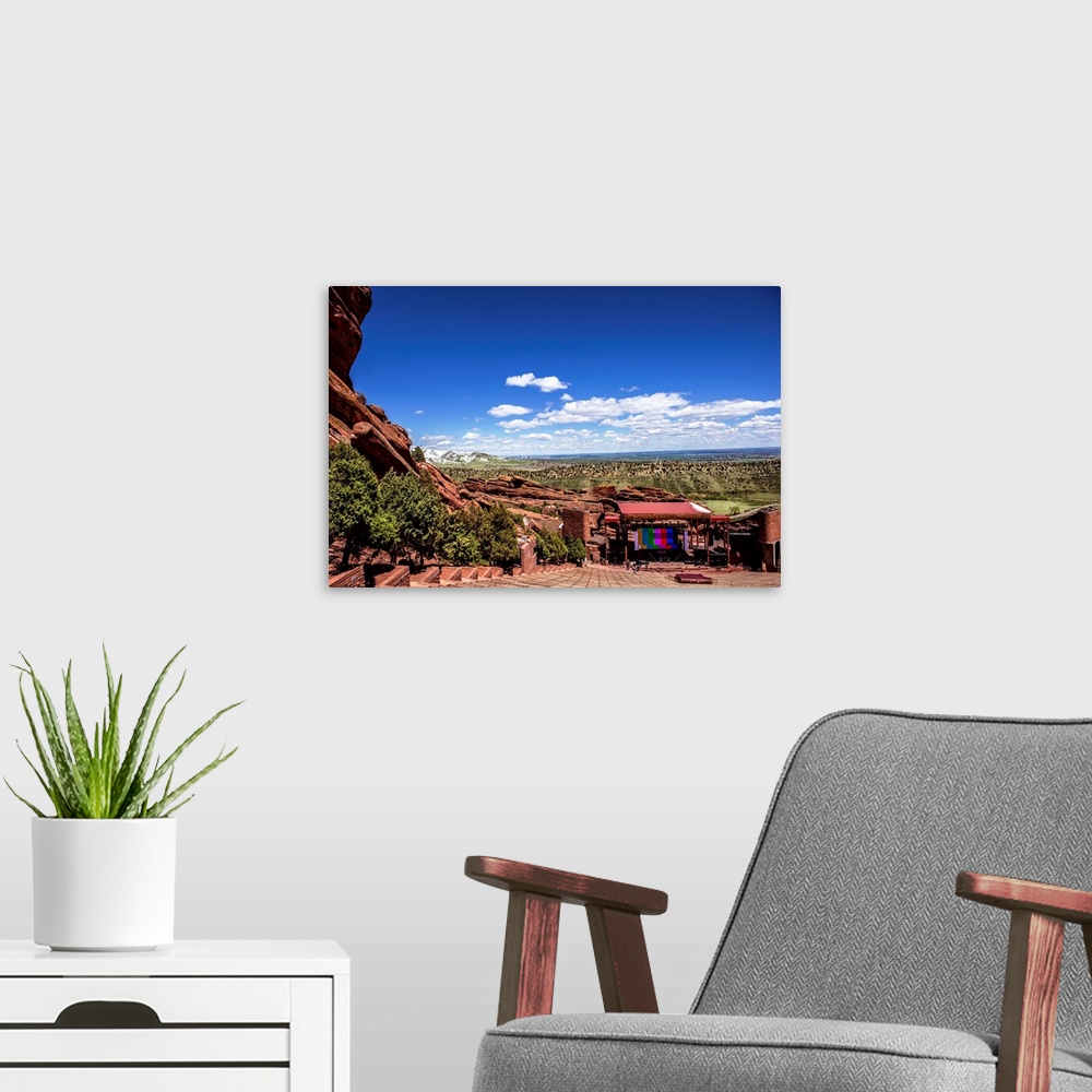 A modern room featuring View of Colorado's great plains from Red Rocks Amphitheater.