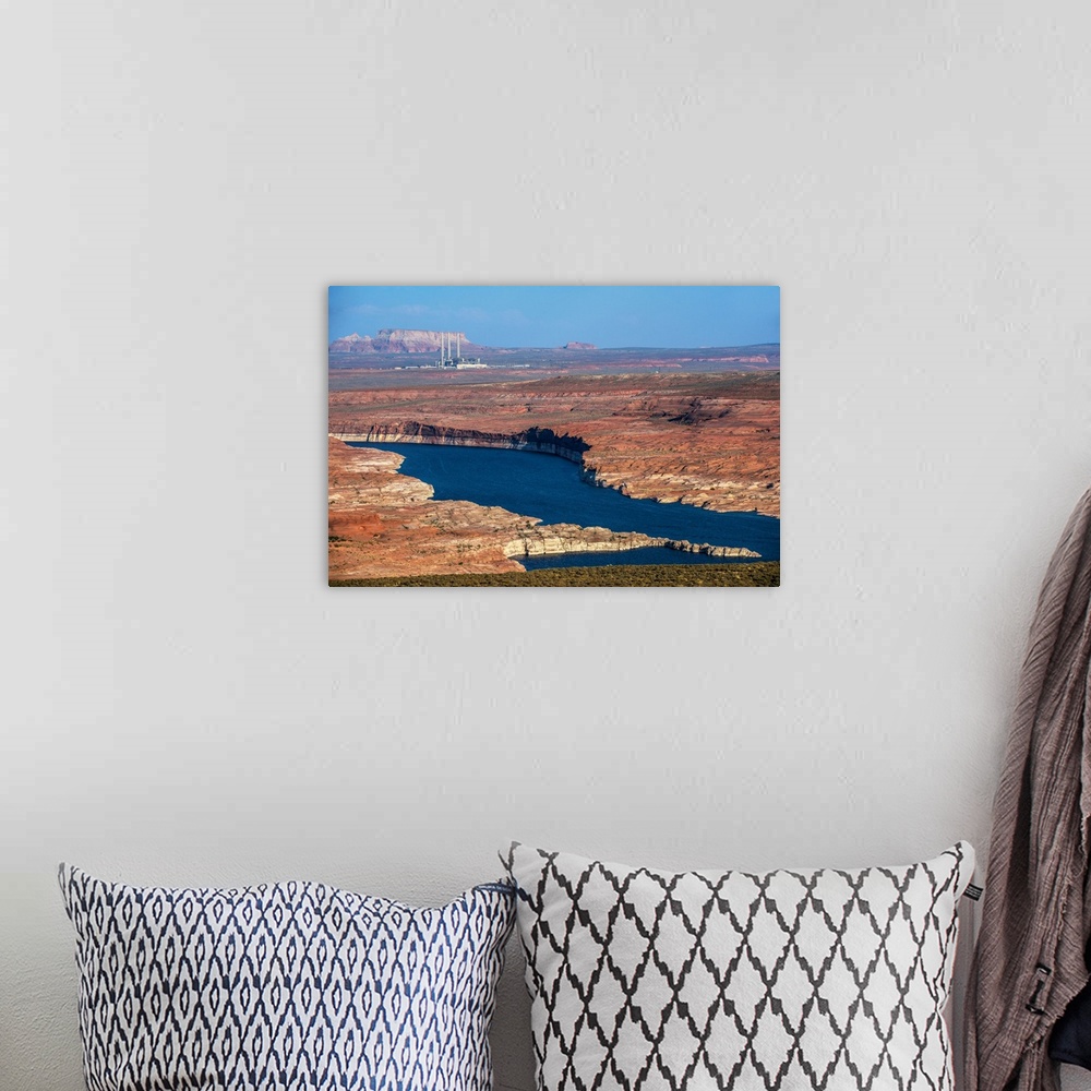A bohemian room featuring View of Colorado River with Project-Navajo Generating Station in the background in Page, Arizona.