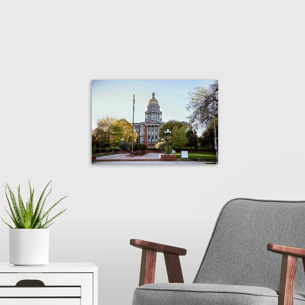 A modern room featuring Photo of Colorado State Capitol building in Denver, Colorado.