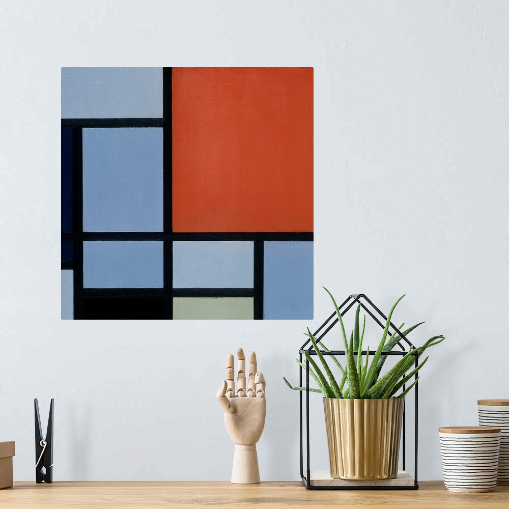 A bohemian room featuring This is an early example of the geometric mode of painting that Mondrian called Neo-Plasticism. F...