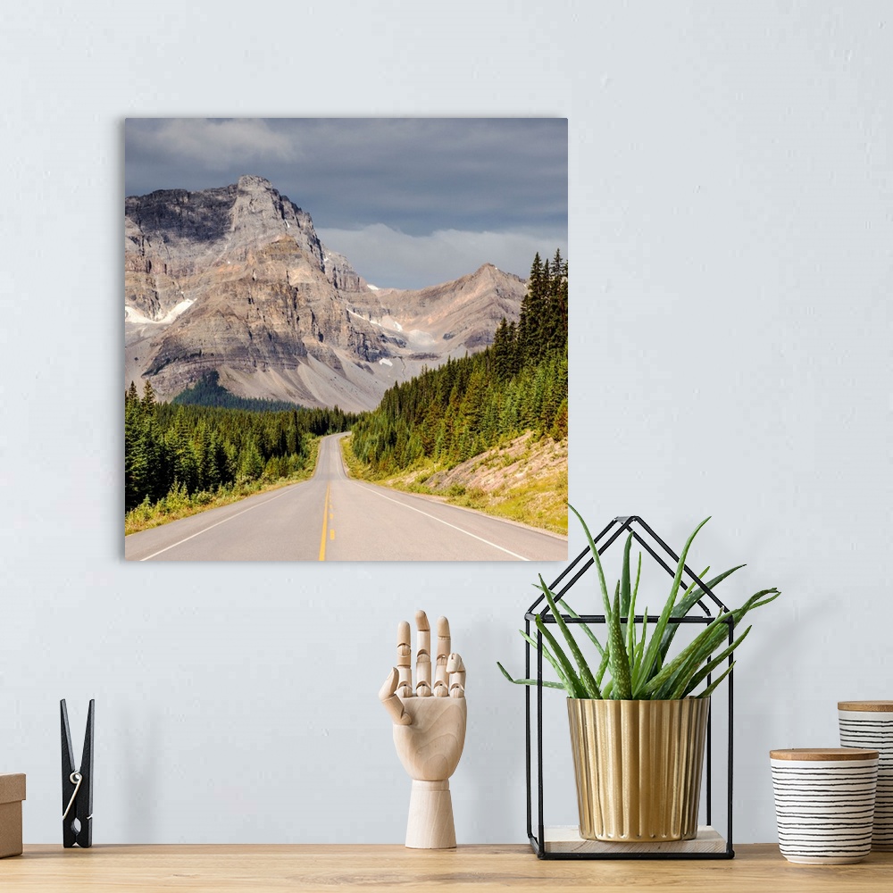 A bohemian room featuring View of a mountain from Icefields Parkway in Banff National Park, Alberta, Canada.