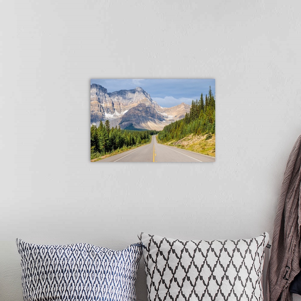 A bohemian room featuring View of a mountain from Icefields Parkway in Banff National Park, Alberta, Canada.