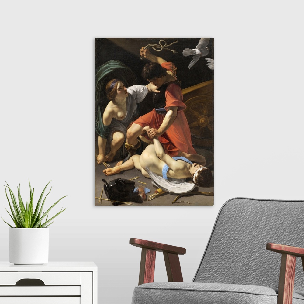 A modern room featuring Following the example of the revolutionary early seventeenth-century artist Michelangelo Merisi d...