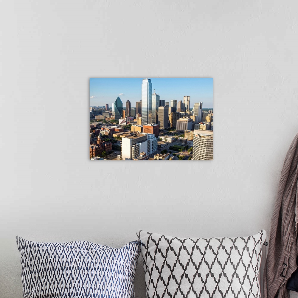 A bohemian room featuring An aerial view of the city of Dallas Texas.