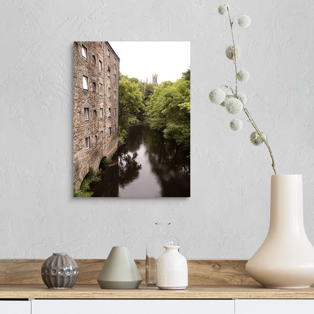 A farmhouse room featuring Photograph of the picturesque area in Dean Village on the Water of Leith in Edinburgh, Scotland, UK