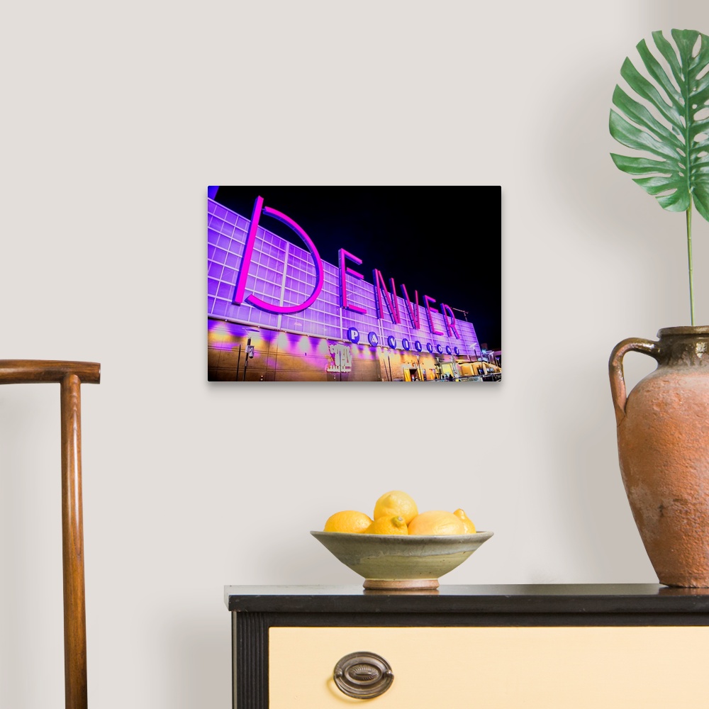 A traditional room featuring Photo of Denver Pavilions neon sign, Colorado.