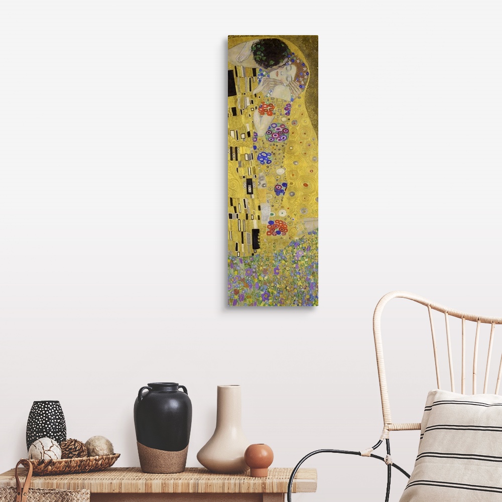 A farmhouse room featuring Gustav Klimt's The Kiss (1907 - 1908) famous painting.