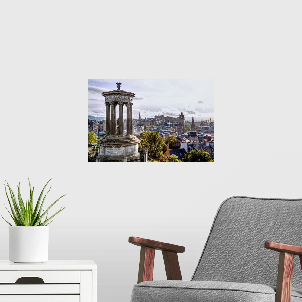 A modern room featuring Photograph of the Dugald Stewart Monument, a memorial to the Scottish philosopher Dugald Stewart,...