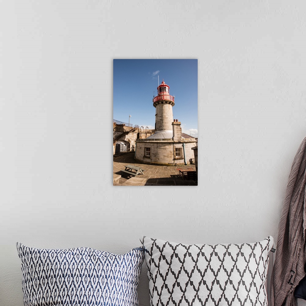 A bohemian room featuring Photograph of the East Pier Lighthouse at Dun Laoghaire Harbour, Dublin, Ireland.