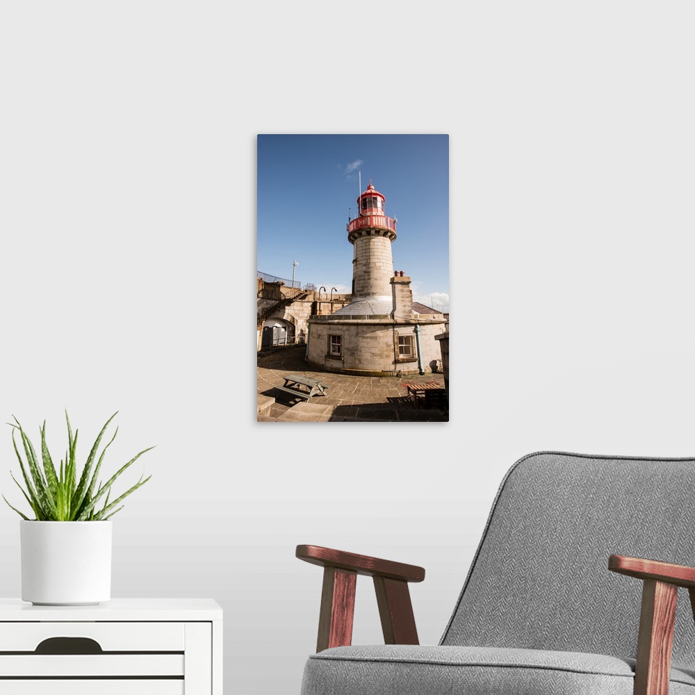 A modern room featuring Photograph of the East Pier Lighthouse at Dun Laoghaire Harbour, Dublin, Ireland.