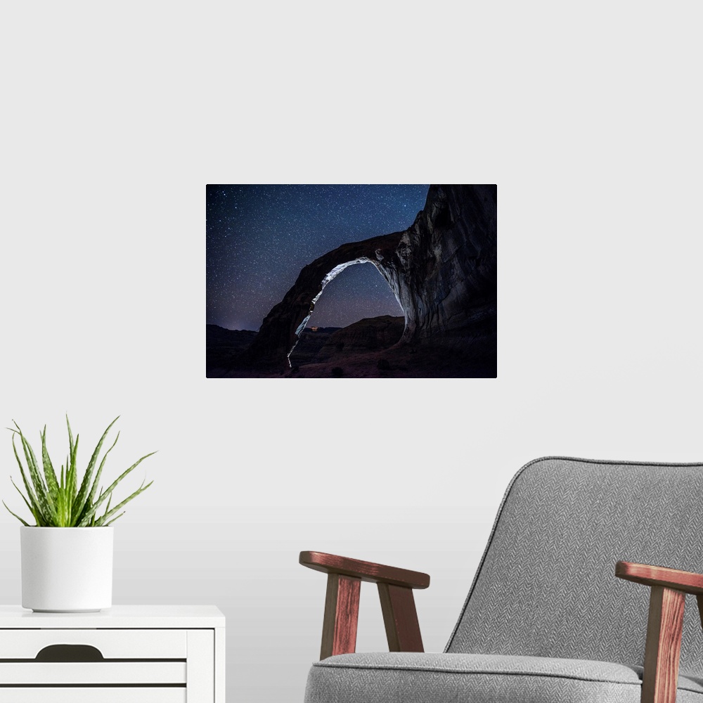 A modern room featuring View of the east side of Corona Arch, also known as Little Rainbow Bridge, near Arches National P...