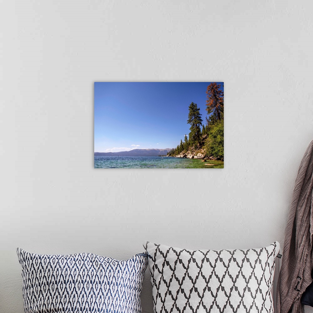 A bohemian room featuring View of a the east shoreline of Lake Tahoe in California and Nevada.
