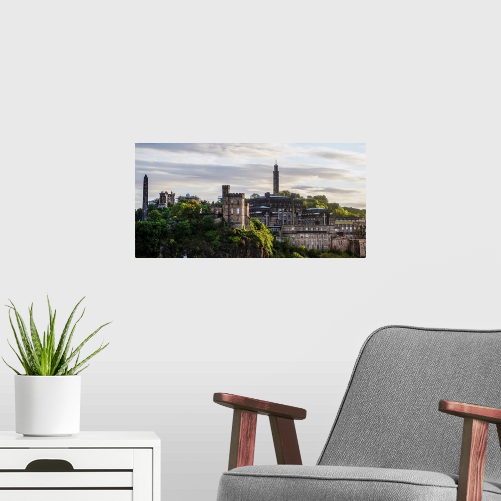 A modern room featuring Photograph of Edinburgh Castle at sunset, Edinburgh, Scotland, UK