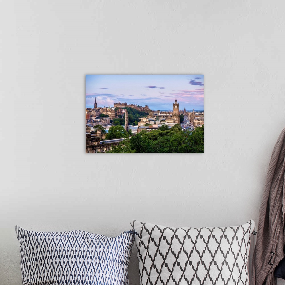 A bohemian room featuring View of downtown Edinburgh in Scotland including The Balmoral.