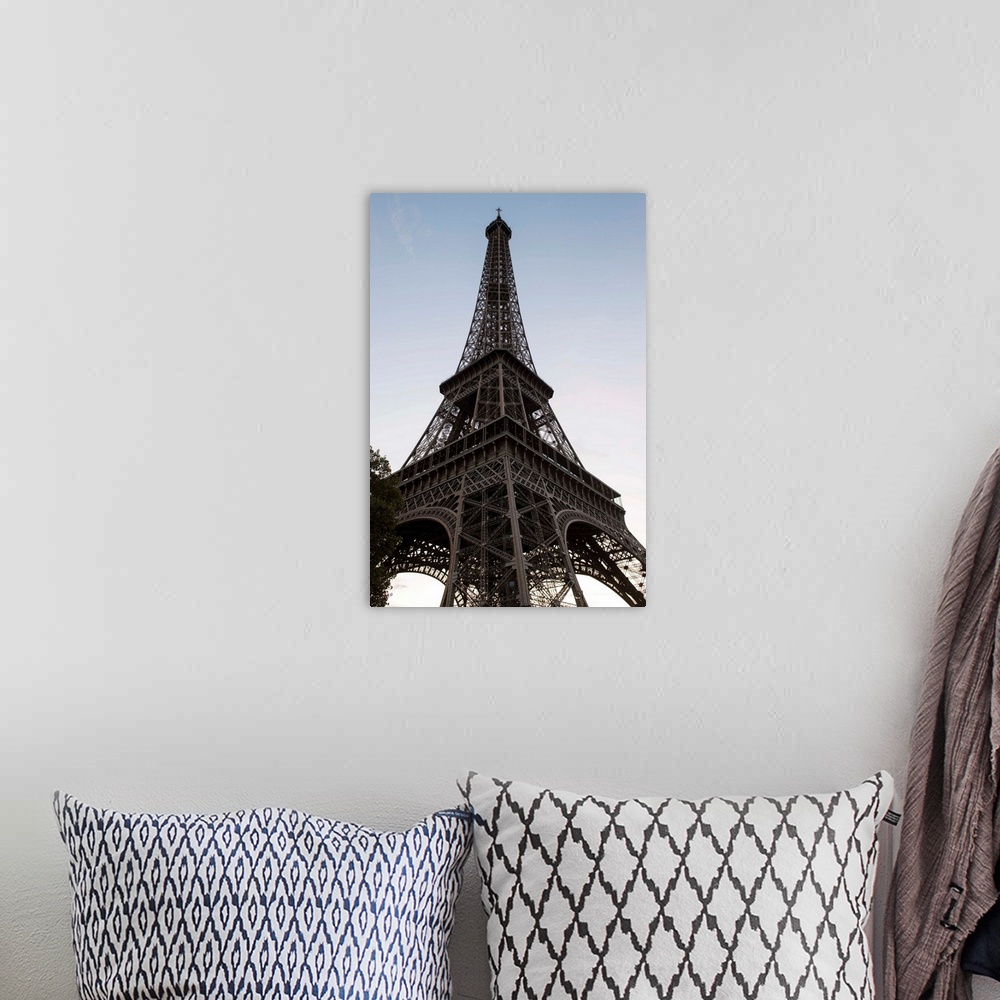 A bohemian room featuring Photograph looking up at the Eiffel Tower, Paris