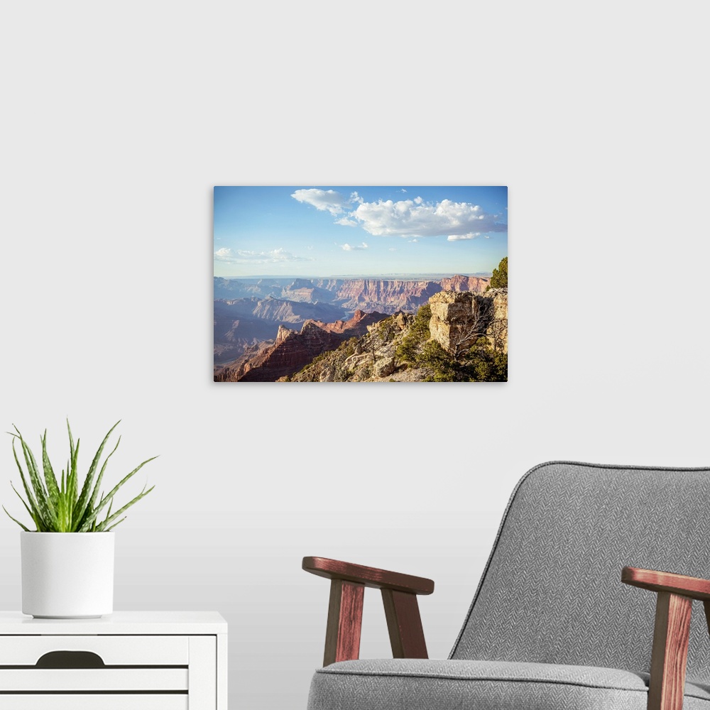 A modern room featuring Elevated view of canyon near Desert View Watchtower in Grand Canyon National Park, Arizona.