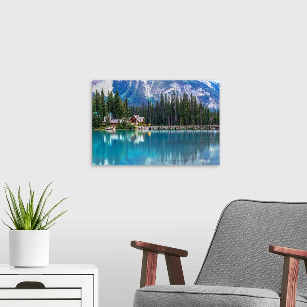 A modern room featuring Emerald Lake in Yoho National Park, British Columbia, Canada.