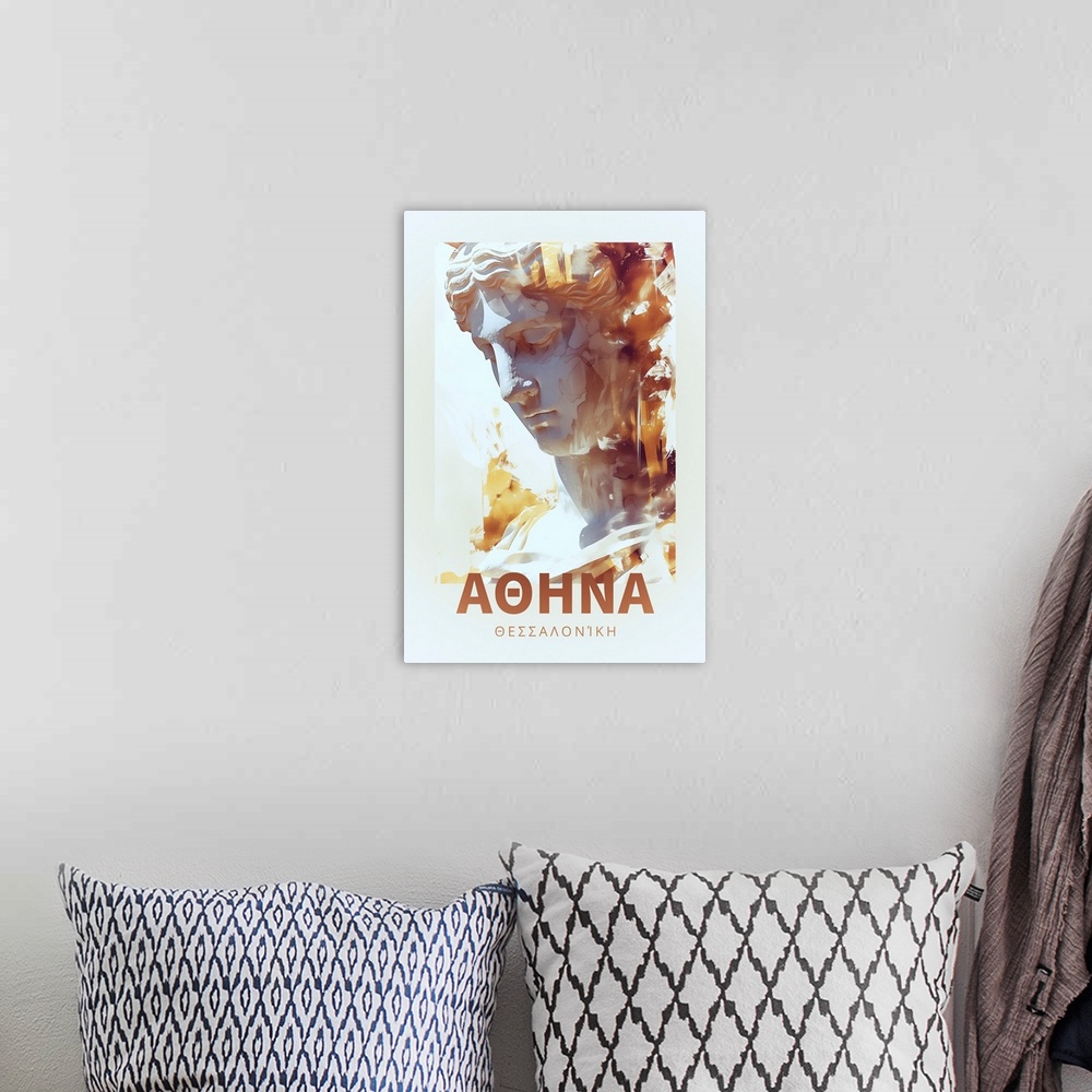 A bohemian room featuring Exhibition Poster - Athena