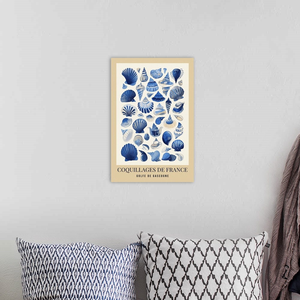 A bohemian room featuring Exhibition Poster - French Sea Shells Light