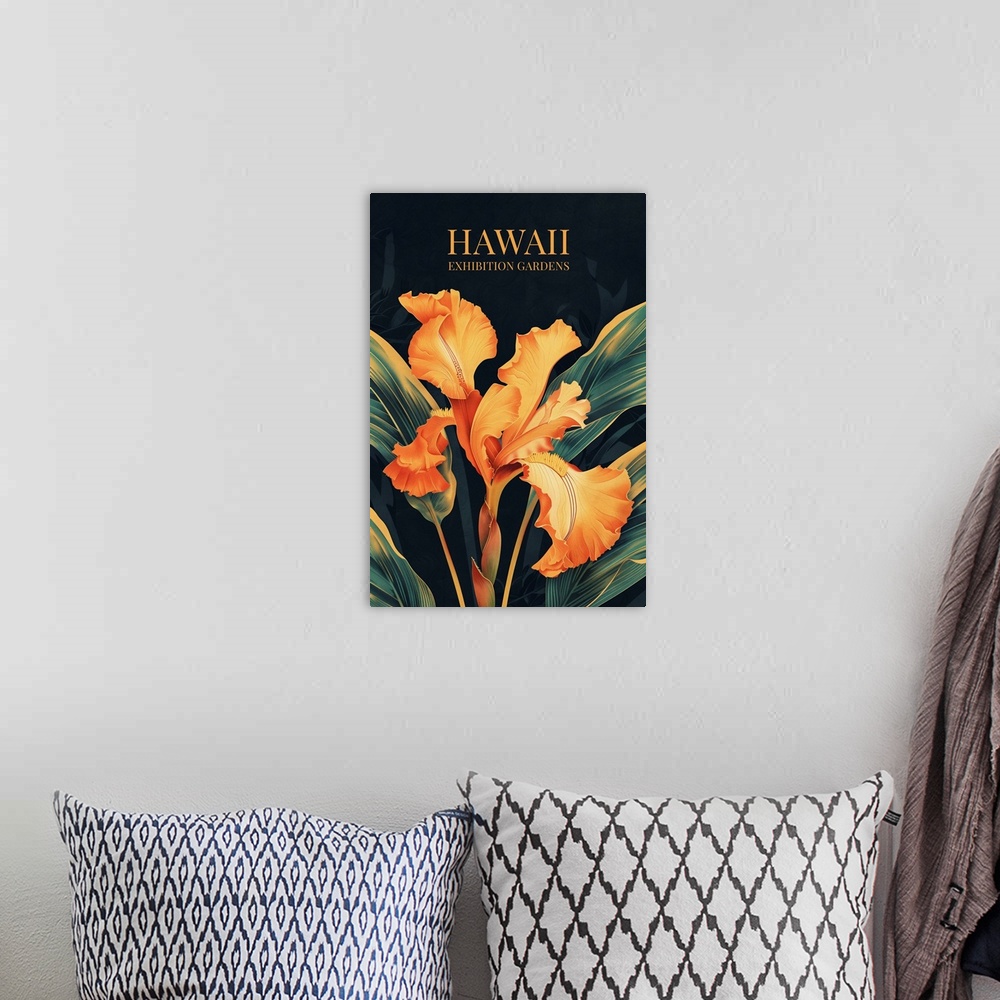 A bohemian room featuring Exhibition Poster - Hawaii Gardens