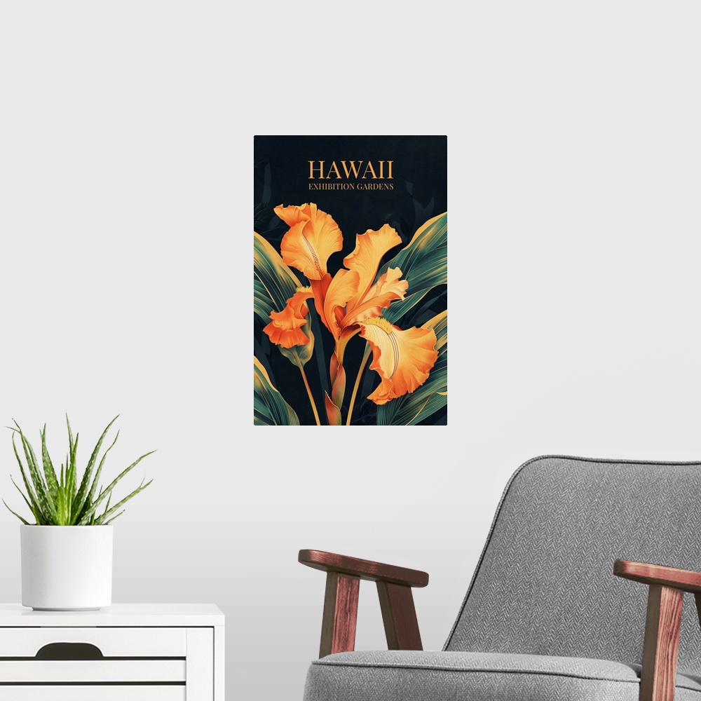 A modern room featuring Exhibition Poster - Hawaii Gardens