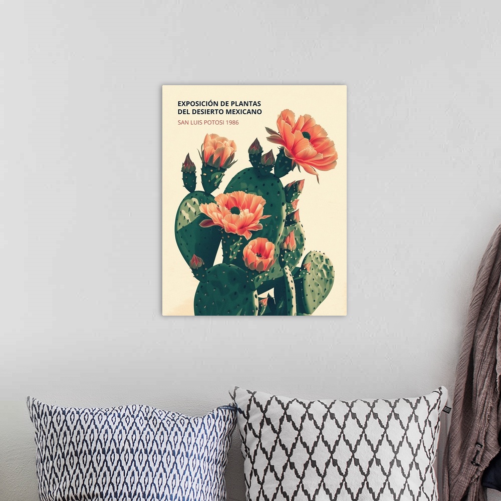 A bohemian room featuring Exhibition Poster - Mexican Desert Plants