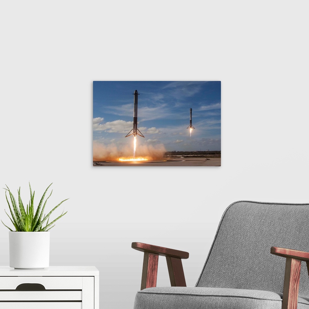 A modern room featuring Falcon Heavy demo mission. On Tuesday, Feb. 6th, 2018 at 3:45 PM ET, Falcon Heavy successfully li...
