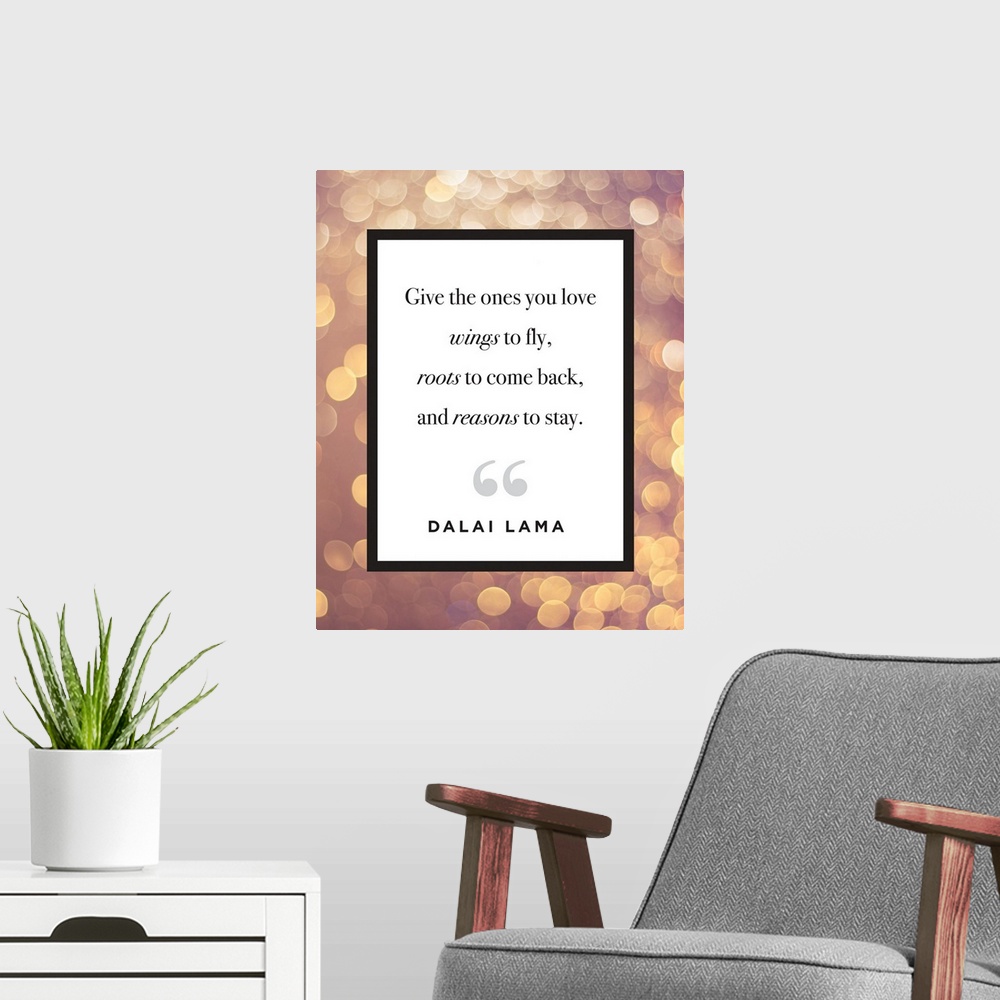 A modern room featuring Family Quotes - Dalai Lama Lights