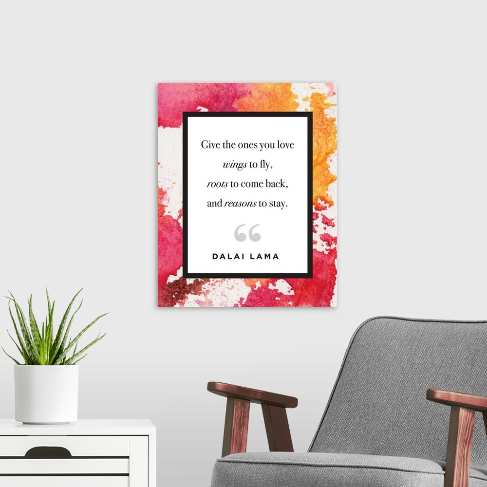 A modern room featuring Family Quotes - Dalai Lama Watercolor