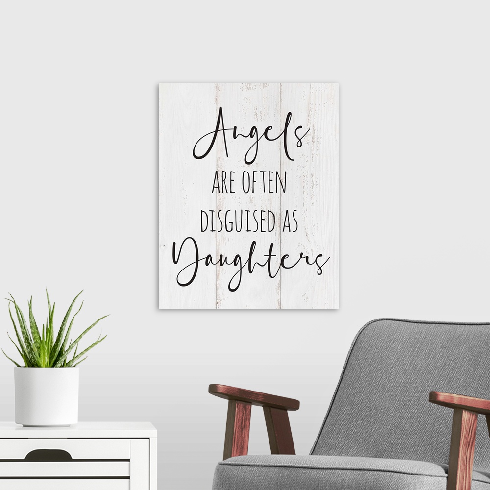 A modern room featuring A sentimental typographical piece celebrating the love of a mother or father for their daughter. ...