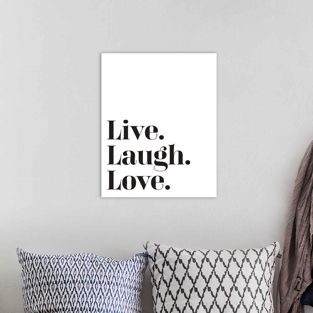 A bohemian room featuring Family Quotes - Live Laugh Love