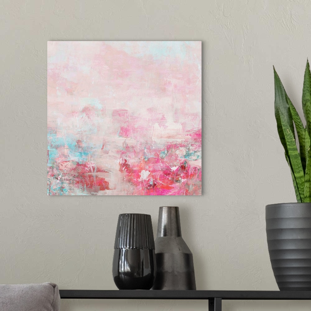 A modern room featuring Fields of Pink SQ