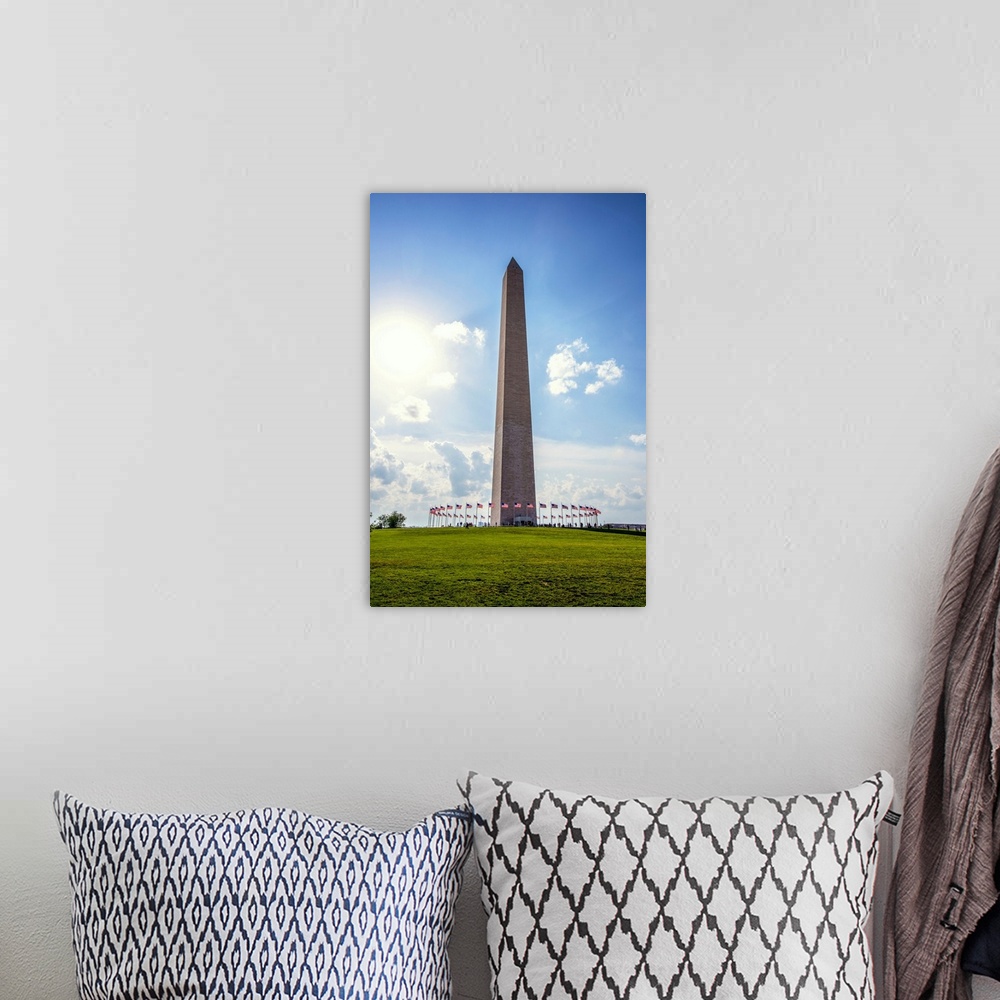 A bohemian room featuring Flags Surrounding the Washington Monument in Washington DC.