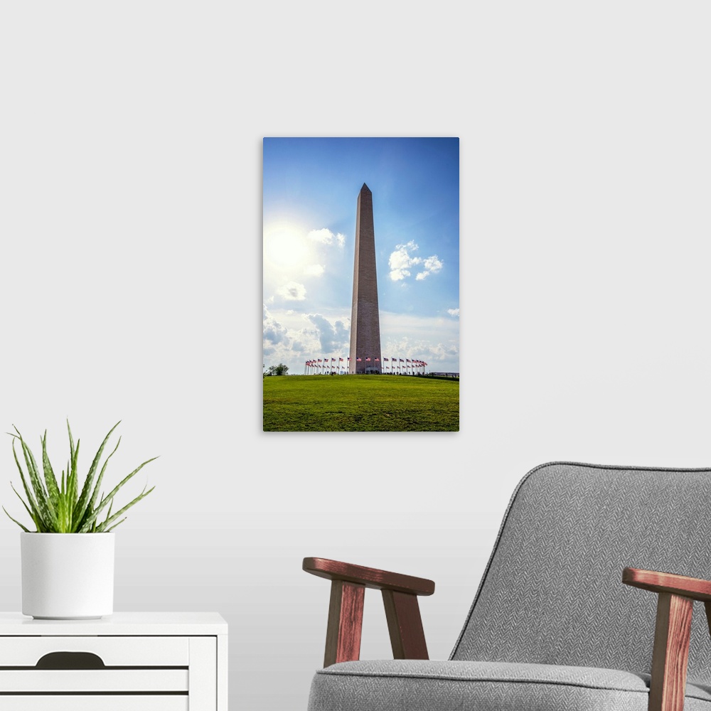 A modern room featuring Flags Surrounding the Washington Monument in Washington DC.