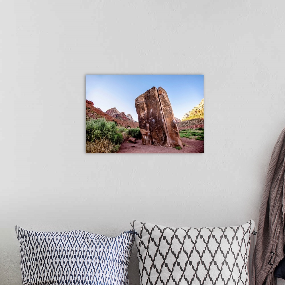 A bohemian room featuring View of a flat rock formation standing at Zion National Park in Utah.