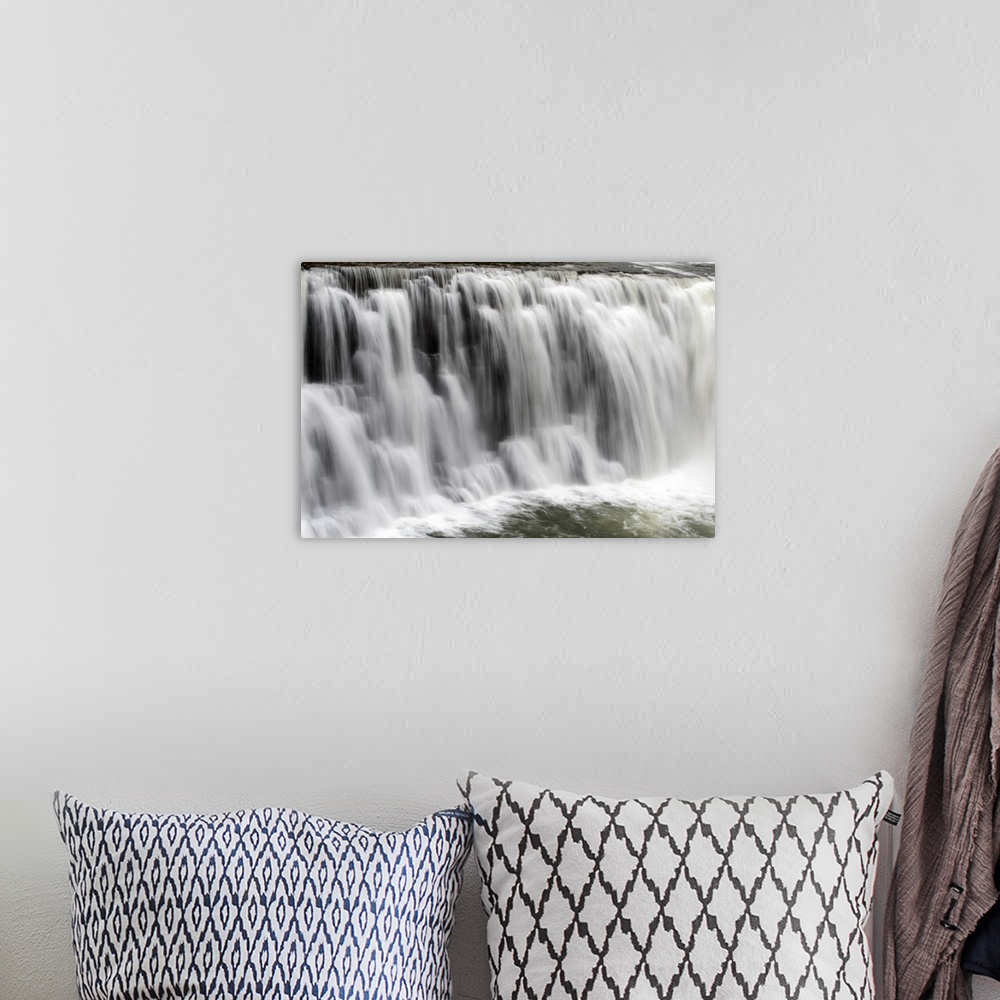 A bohemian room featuring Photograph of a waterfall from the Genesee River in Letchworth State Park, NY.