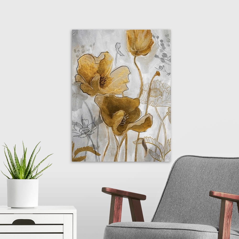 A modern room featuring Gold and Silver Flowerfield