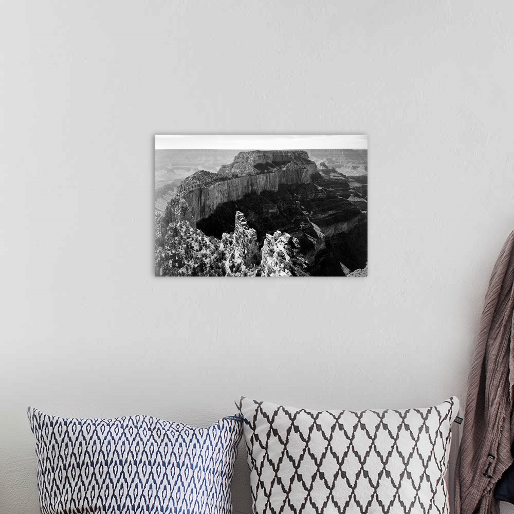 A bohemian room featuring Grand Canyon National Park, close in panorama of curred cliff.