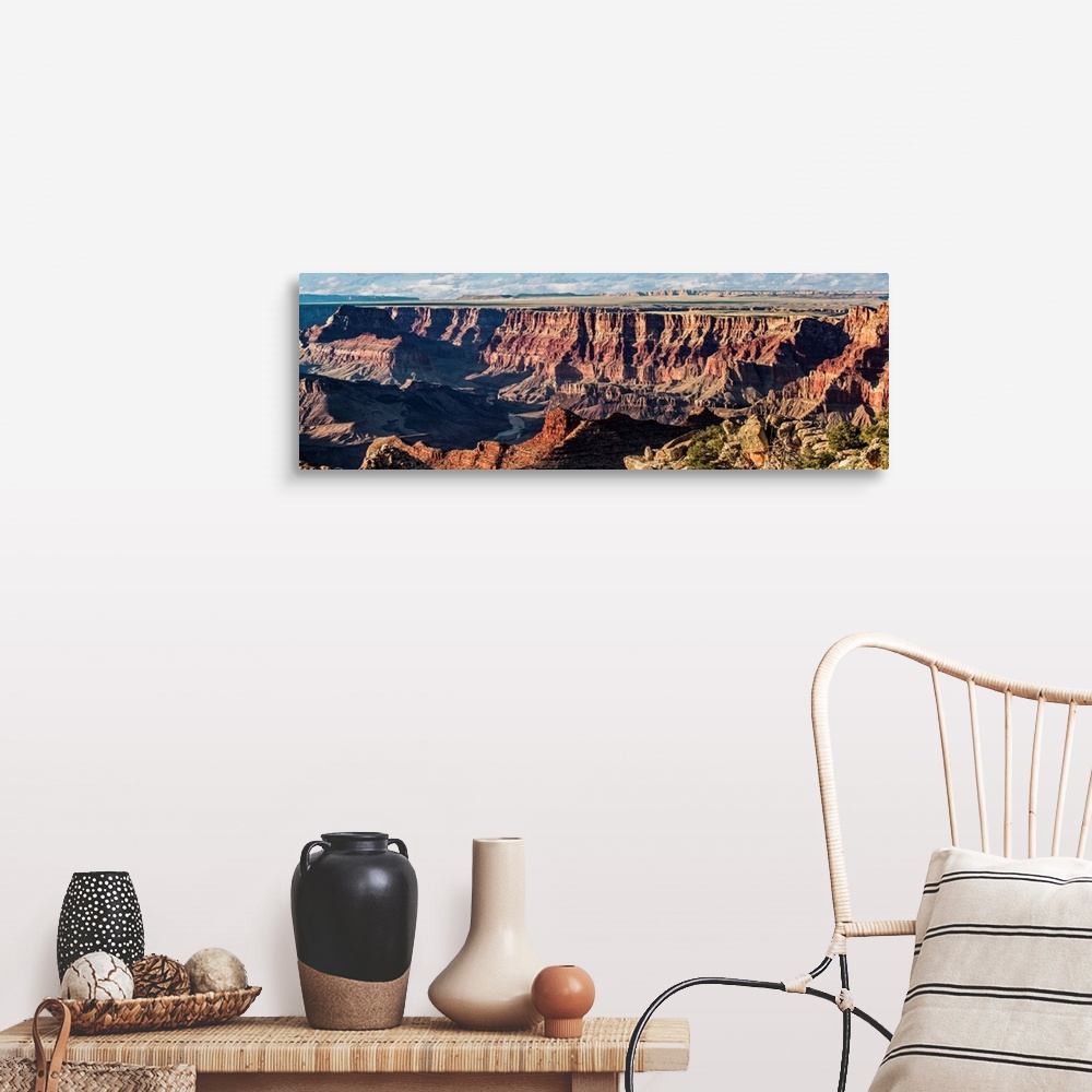 A farmhouse room featuring Panoramic photograph of Grand Canyon National Park.