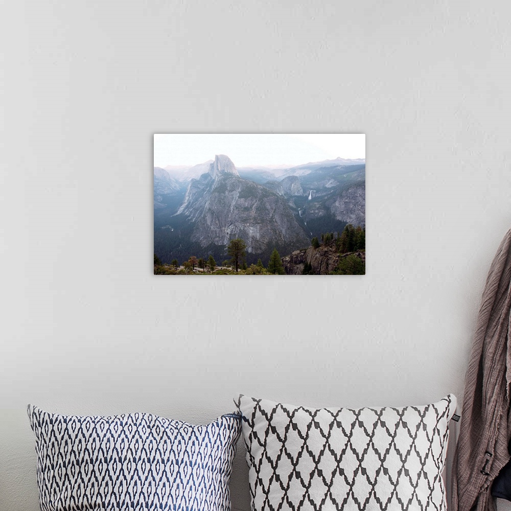 A bohemian room featuring Elevated view of Half Dome, Nevada Falls and Vernal Falls in Yosemite National Park, California.