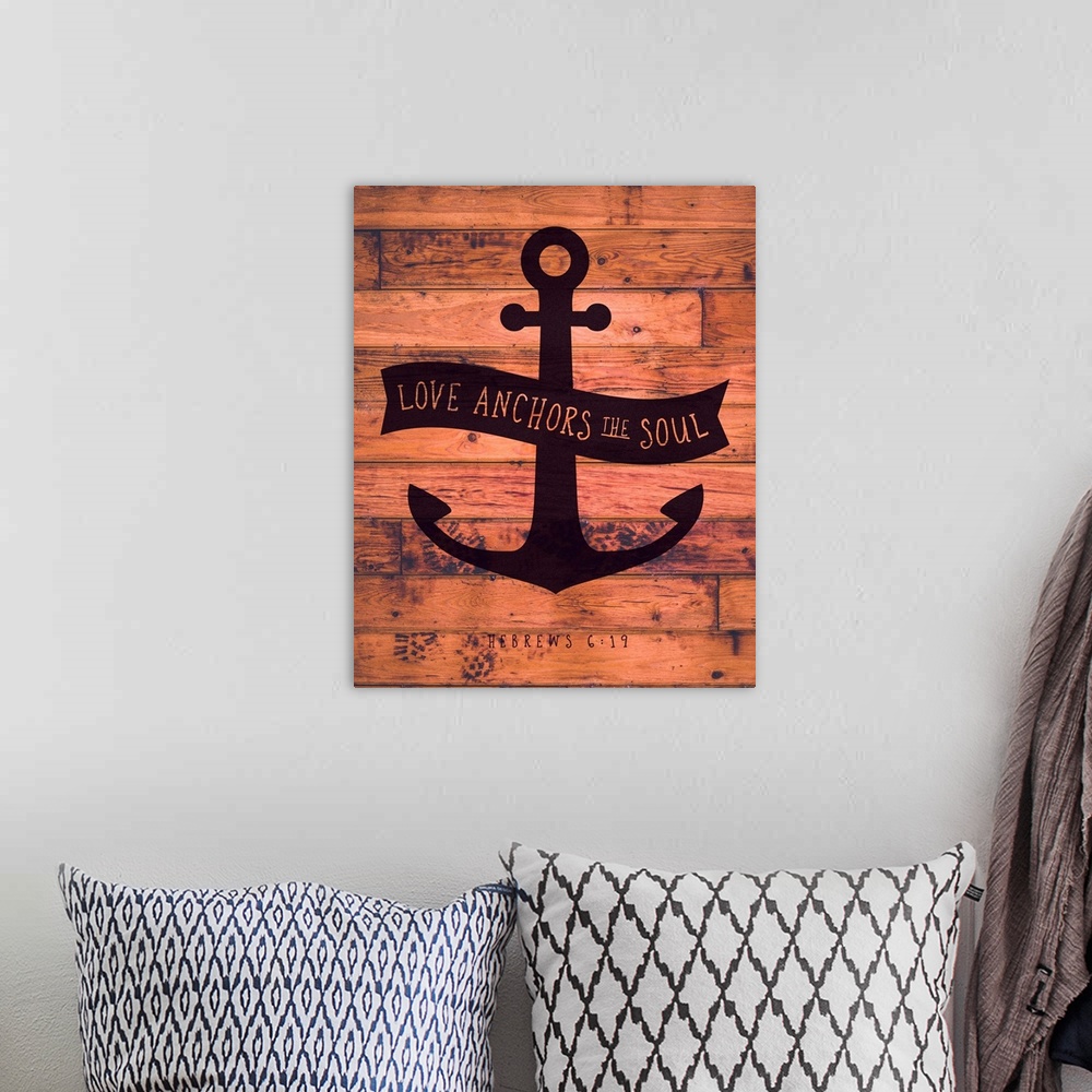 A bohemian room featuring Handlettered Bible Verse - Hebrews 6:19