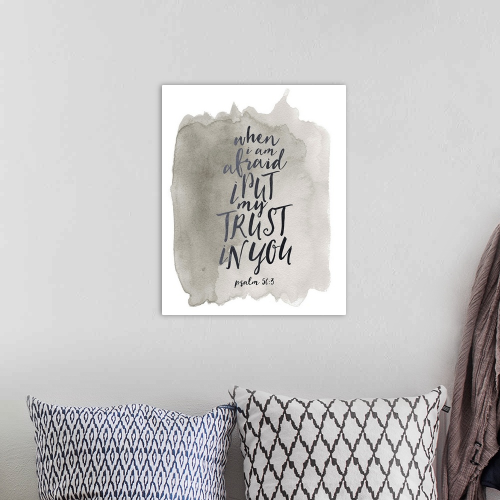 A bohemian room featuring Handlettered Bible Verse - Psalm 56:3