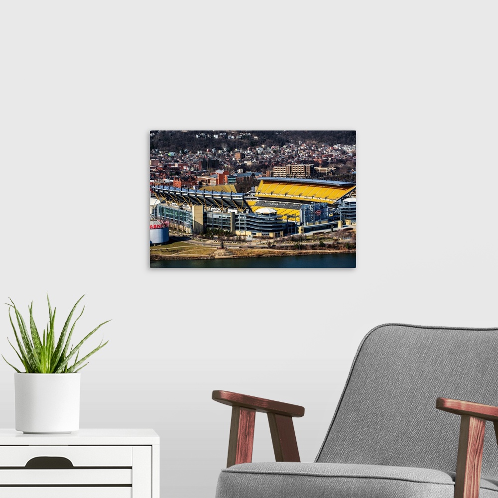 A modern room featuring Photo of the Heinz Field Stadium in Pittsburgh, Pennsylvania.