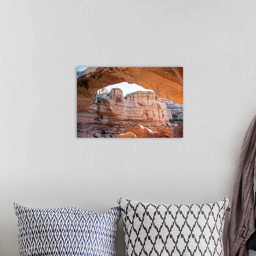 A bohemian room featuring Hickman Bridge arch at Capitol Reef National Park in Utah.