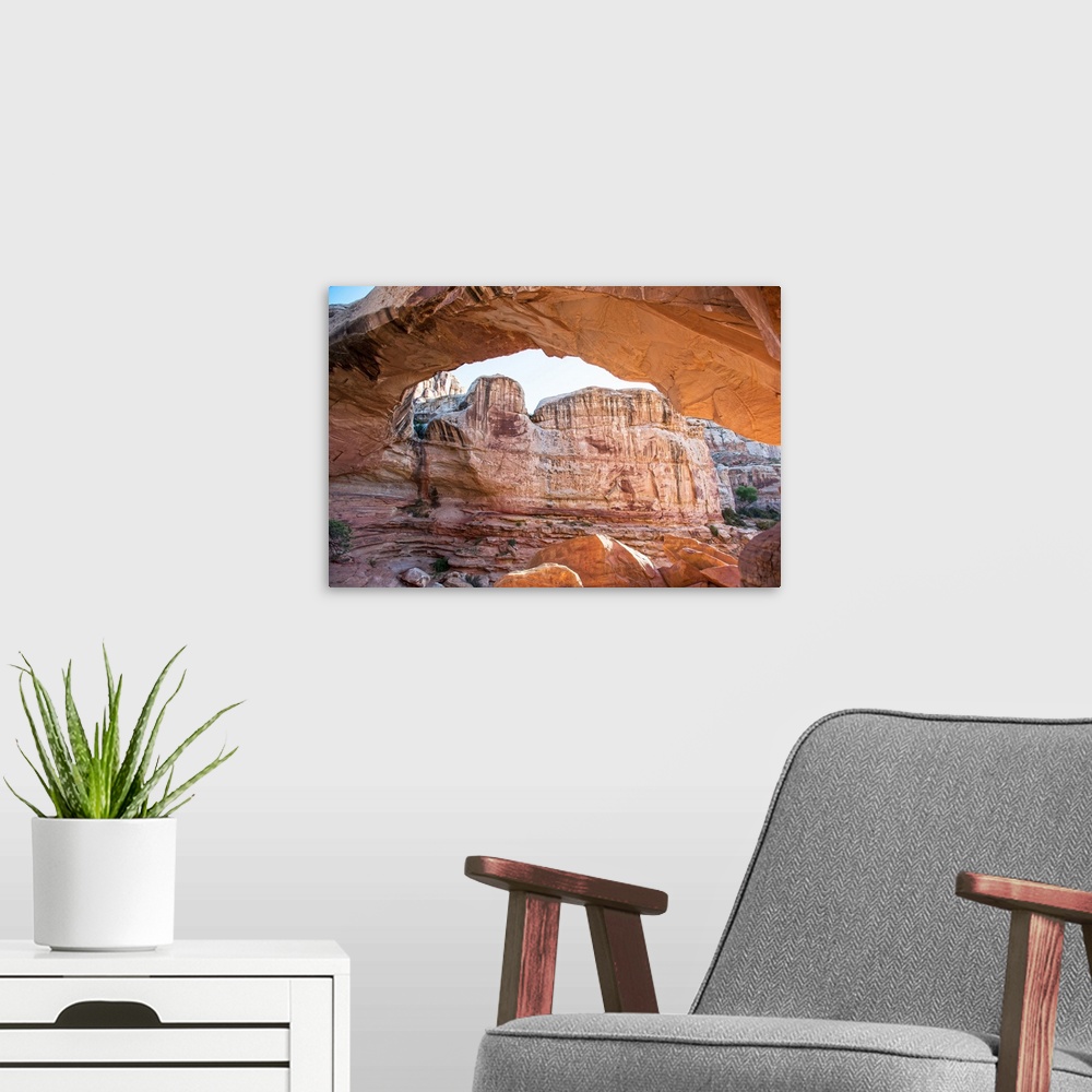 A modern room featuring Hickman Bridge arch at Capitol Reef National Park in Utah.