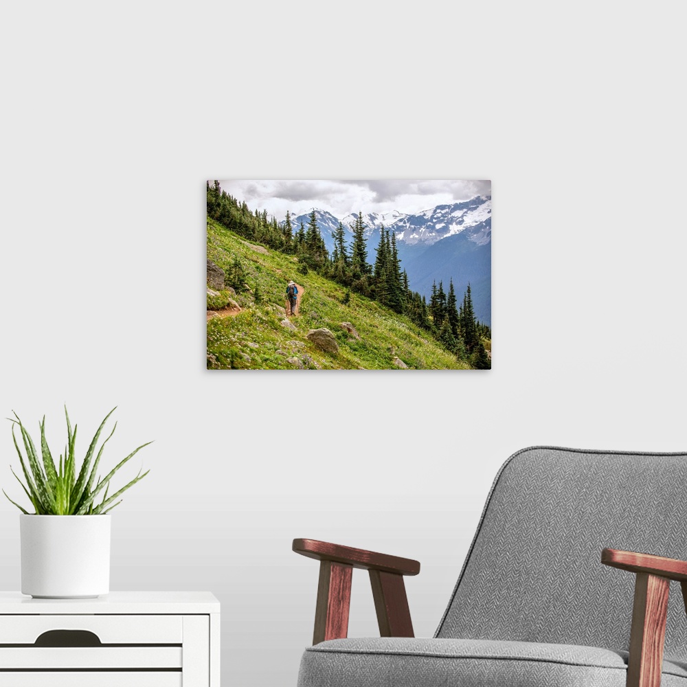A modern room featuring High Note Trail on Whistler Mountain in British Columbia, Canada.