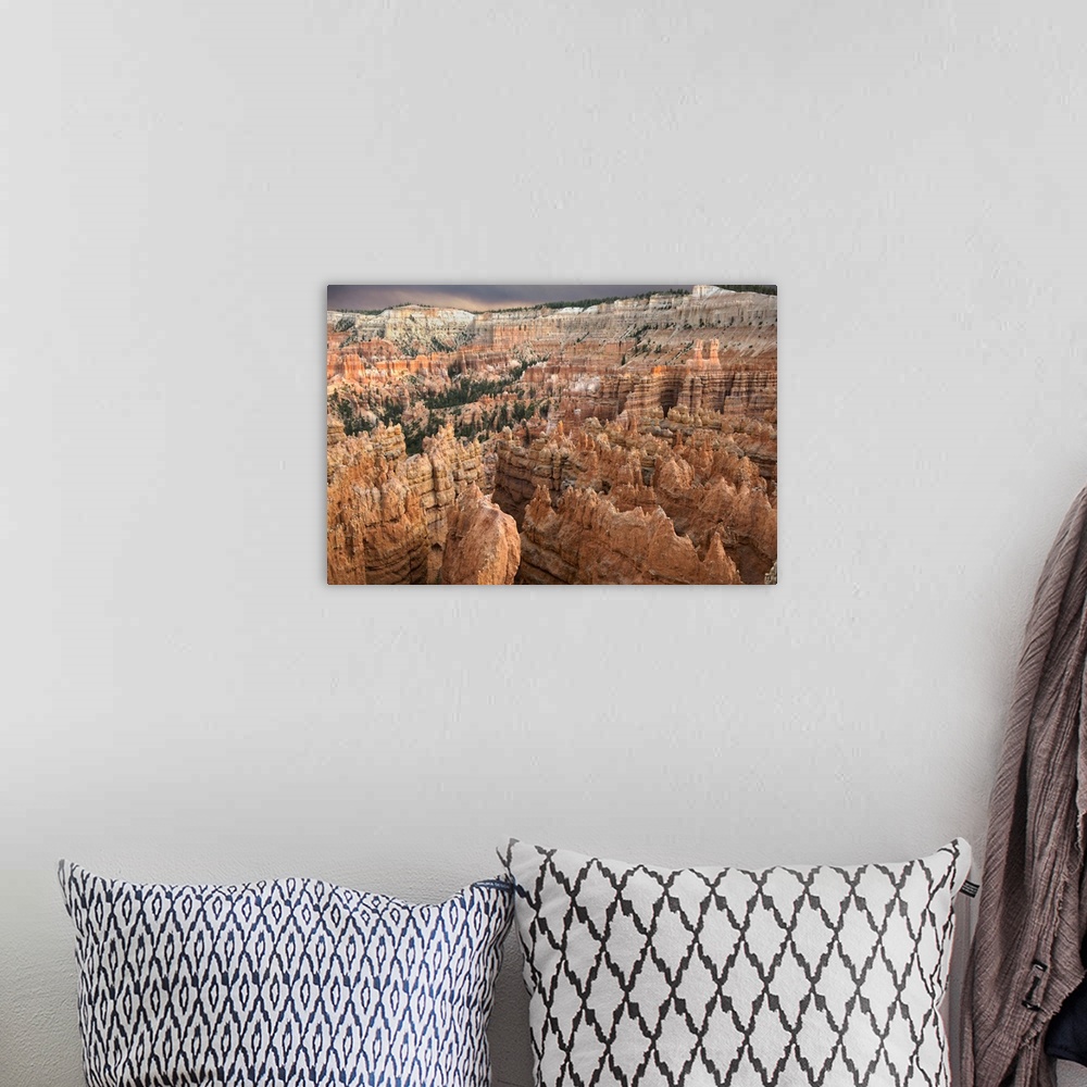 A bohemian room featuring Orange sedimentary rocks form spire-like hoodoo structures in the Bryce Canyon Amphitheater in Br...