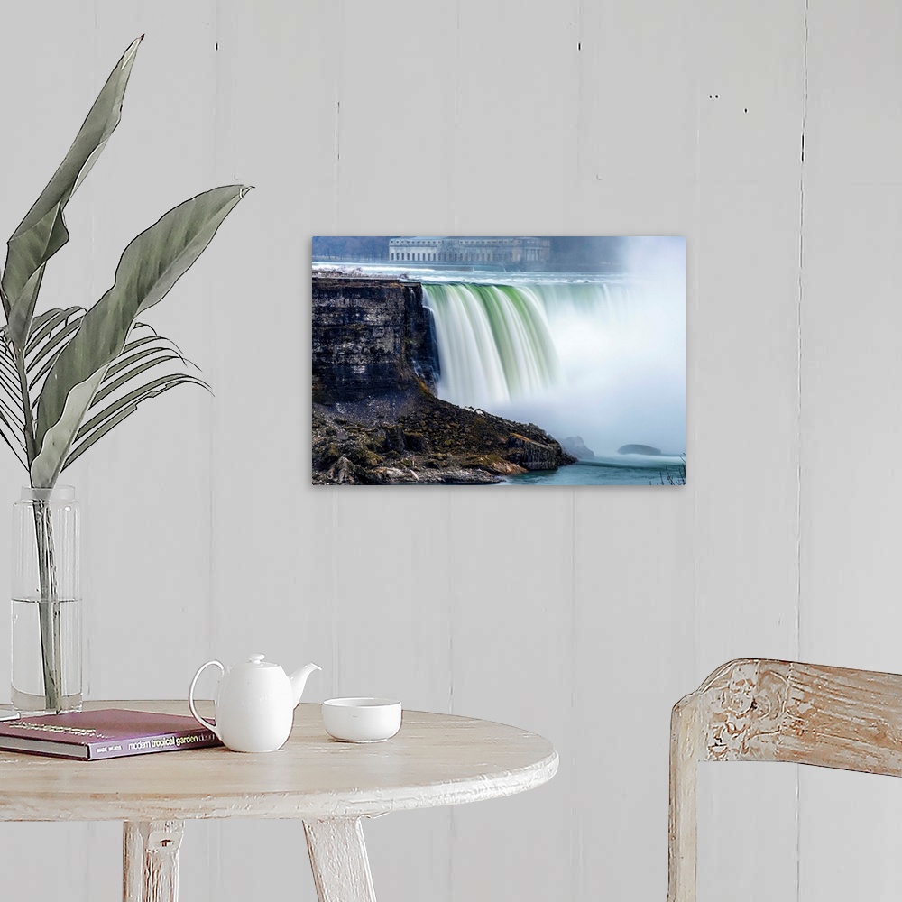 A farmhouse room featuring View of Horseshoe Falls at Niagara Falls with former Toronto power generating station in the back...